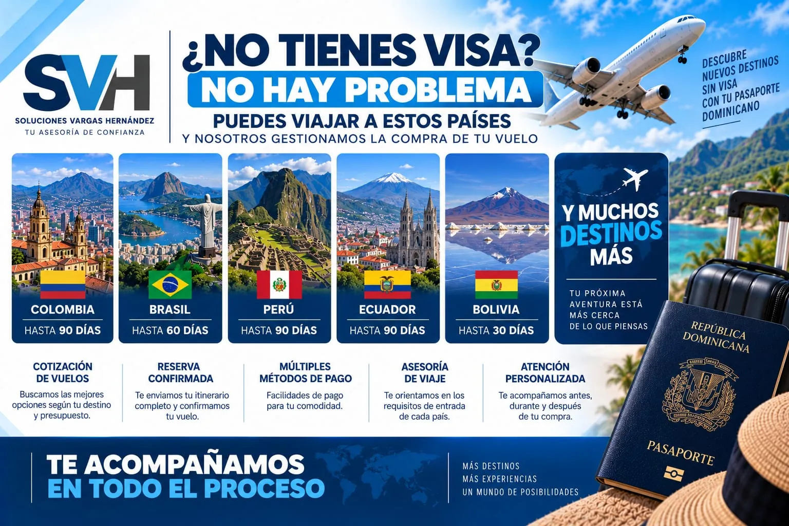 Promoci&oacute;n de destinos para viajar sin visa con pasaporte dominicano